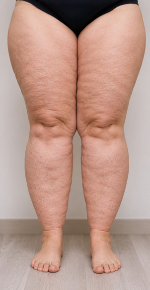 Il lipedema si presenta più comunemente negli arti inferiori, cioè nella parte bassa delle gambe, ma anche nei glutei o nei fianchi